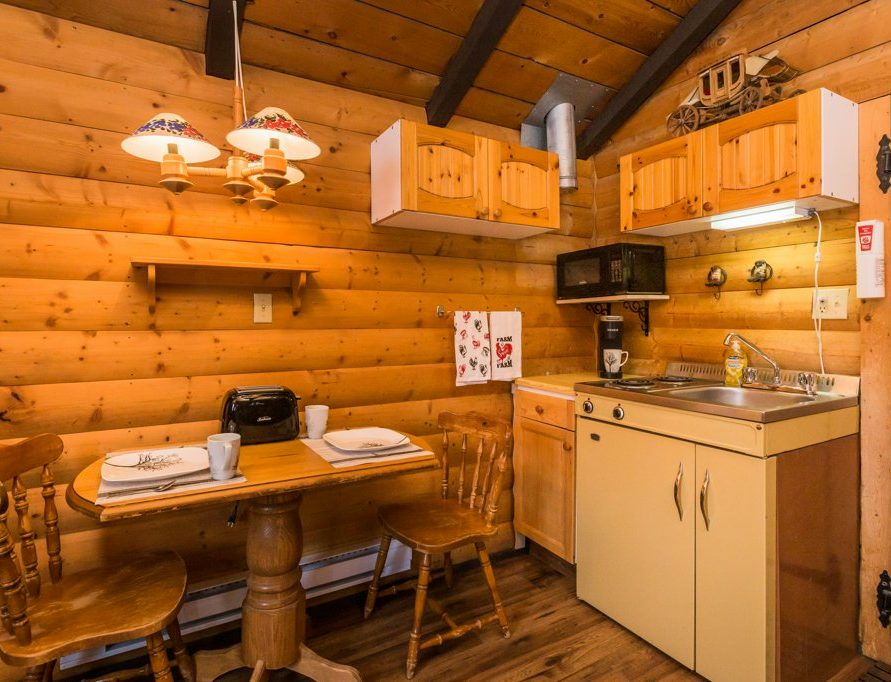 The Mustang Cabin rental in Pigeon Lake, central Alberta. Bear Creek Cabins.